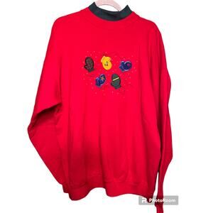 Willow Bay Christmas Mittens Mock Neck Sweatshirt XXL
